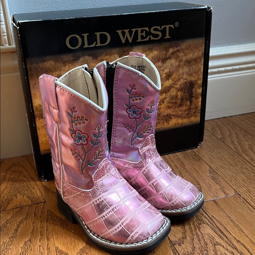 OLD WEST TODDLER BOOTS PINK FLORAL SIZE 4